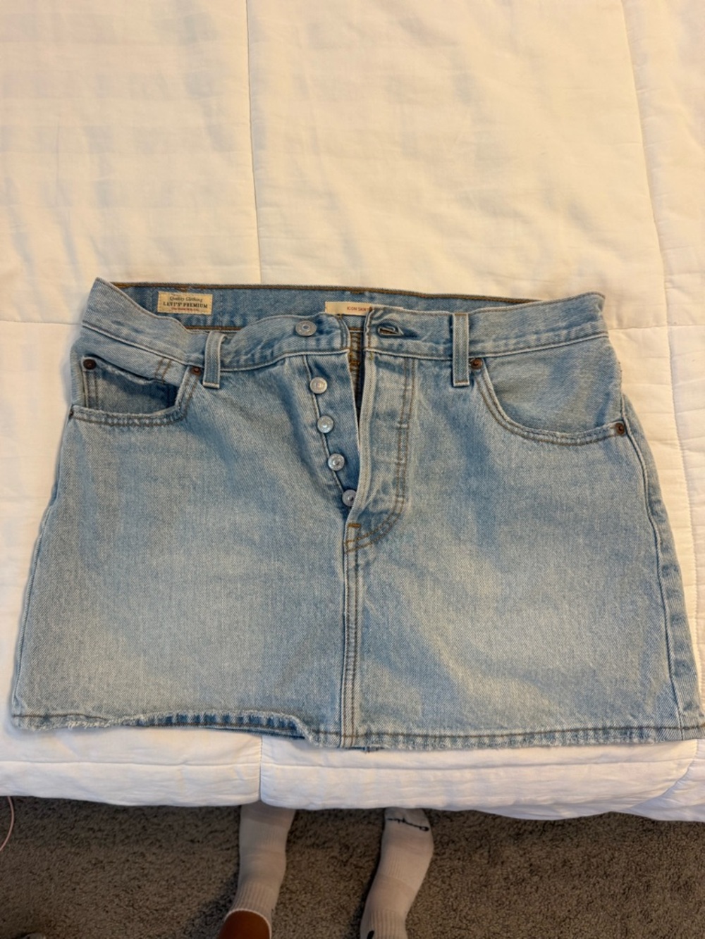Levi's Light Blue Denim Button-Fly Mini Skirt